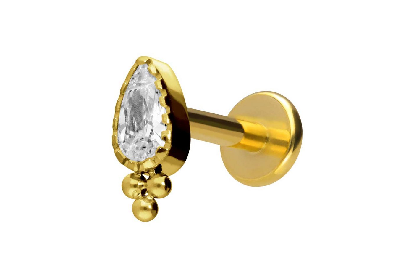 PIERCINGLINE Piercing-Set Titan Labret mit Innengewinde KRISTALLTROPFEN + KUGELN (Labrets / 1 Stk) von PIERCINGLINE