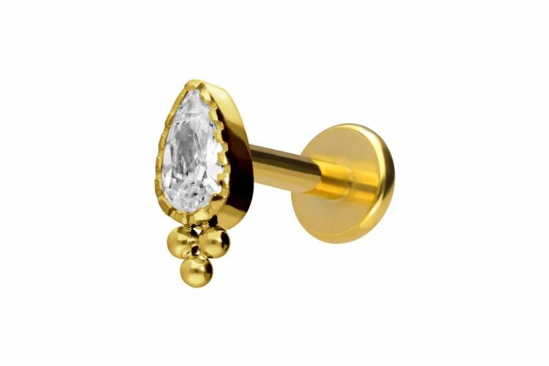 PIERCINGLINE Piercing-Set Titan Labret mit Innengewinde KRISTALLTROPFEN + KUGELN (Labrets, 1-tlg) von PIERCINGLINE