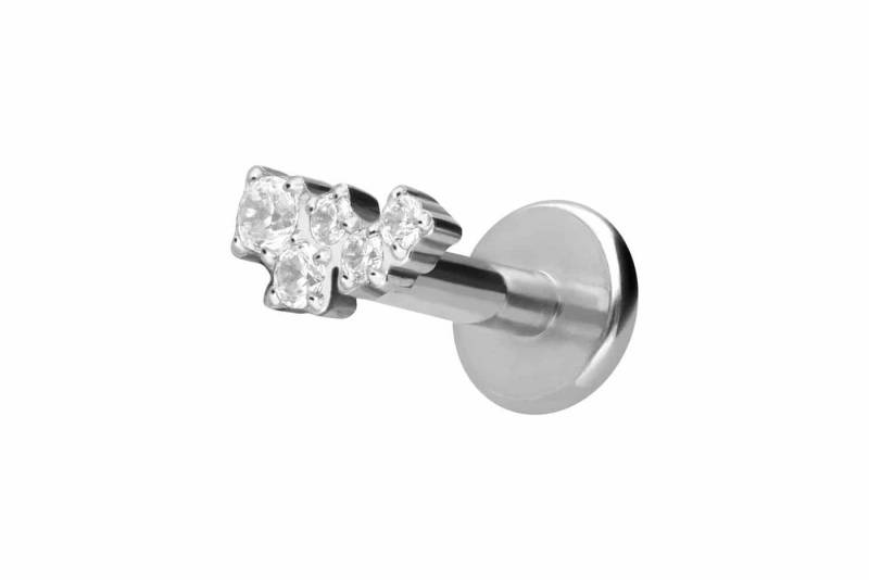 PIERCINGLINE Piercing-Set Titan Labret mit Innengewinde KRISTALLWOLKE (Labrets / 1 Stk) von PIERCINGLINE