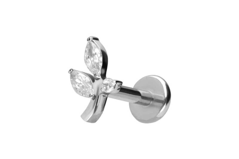 PIERCINGLINE Piercing-Set Titan Labret mit Innengewinde KRISTALLZWEIG (Labrets / 1 Stk) von PIERCINGLINE