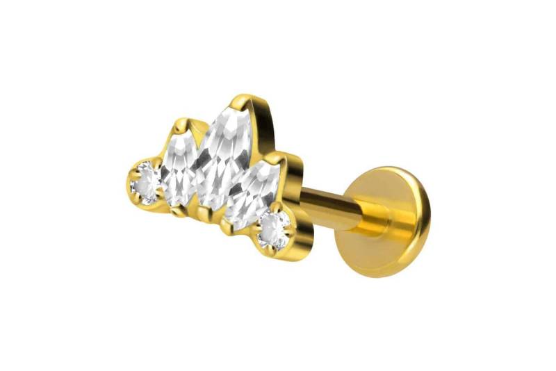 PIERCINGLINE Piercing-Set Titan Labret mit Innengewinde LOTUSBLÜTE (Labrets / 1 Stk) von PIERCINGLINE