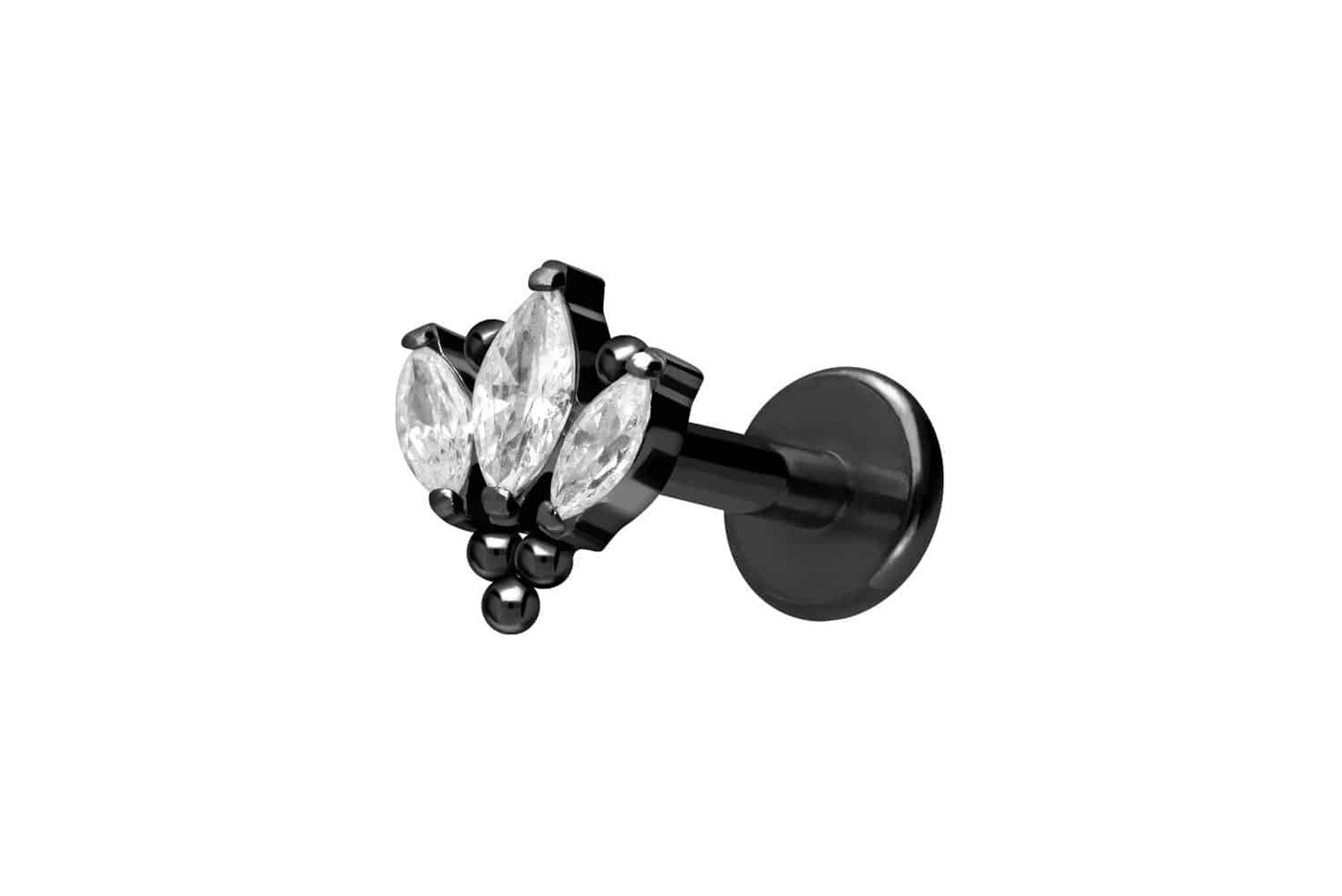 PIERCINGLINE Piercing-Set Titan Labret mit Innengewinde LOTUSBLÜTE + KUGELN (Labrets / 1 Stk) von PIERCINGLINE