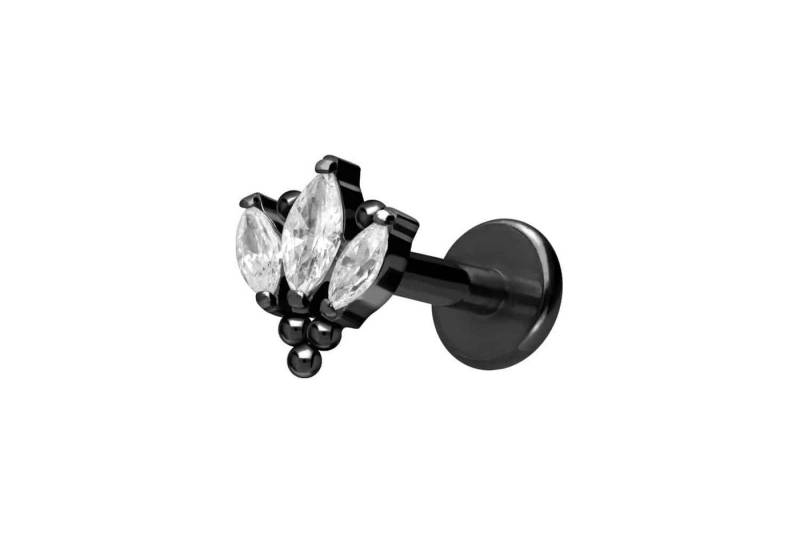 PIERCINGLINE Piercing-Set Titan Labret mit Innengewinde LOTUSBLÜTE + KUGELN (Labrets / 1 Stk) von PIERCINGLINE