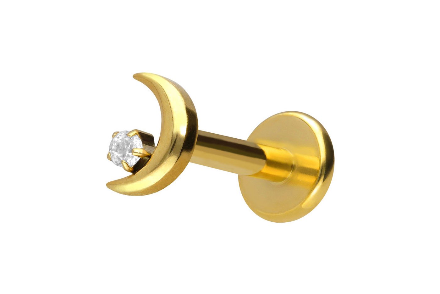PIERCINGLINE Piercing-Set Titan Labret mit Innengewinde MOND + KRISTALL (Labrets / 1 Stk) von PIERCINGLINE