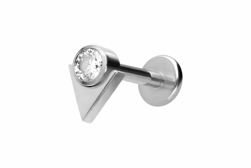 PIERCINGLINE Piercing-Set Titan Labret mit Innengewinde PFEILSPITZE + KRISTALL (Labrets / 1 Stk) von PIERCINGLINE
