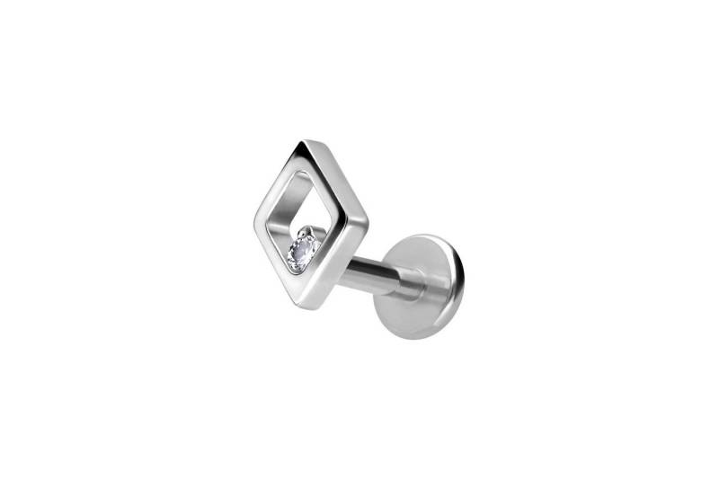 PIERCINGLINE Piercing-Set Titan Labret mit Innengewinde RAUTE + KRISTALL (Labrets / 1 Stk) von PIERCINGLINE