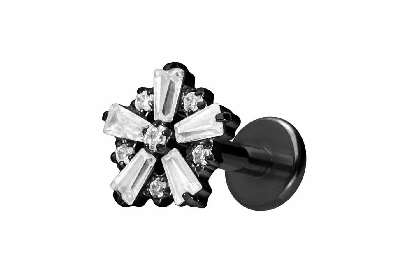 PIERCINGLINE Piercing-Set Titan Labret mit Innengewinde SCHNEEFLOCKE (Labrets / 1 Stk) von PIERCINGLINE