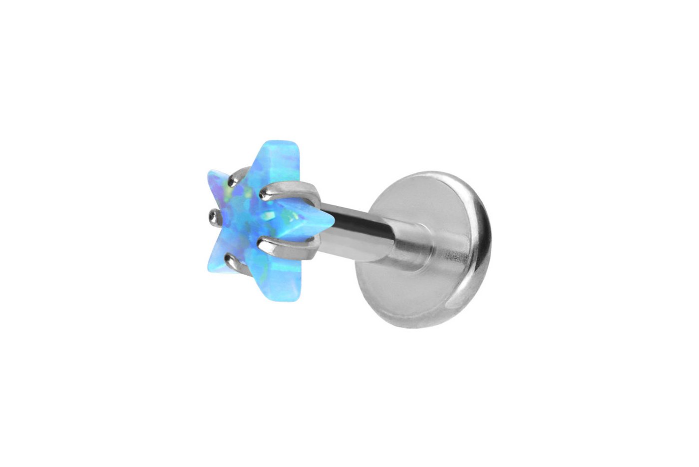 PIERCINGLINE Piercing-Set (Labrets, Titan Labret mit Innengewinde STERN + SYNTHETISCHER OPAL) von PIERCINGLINE