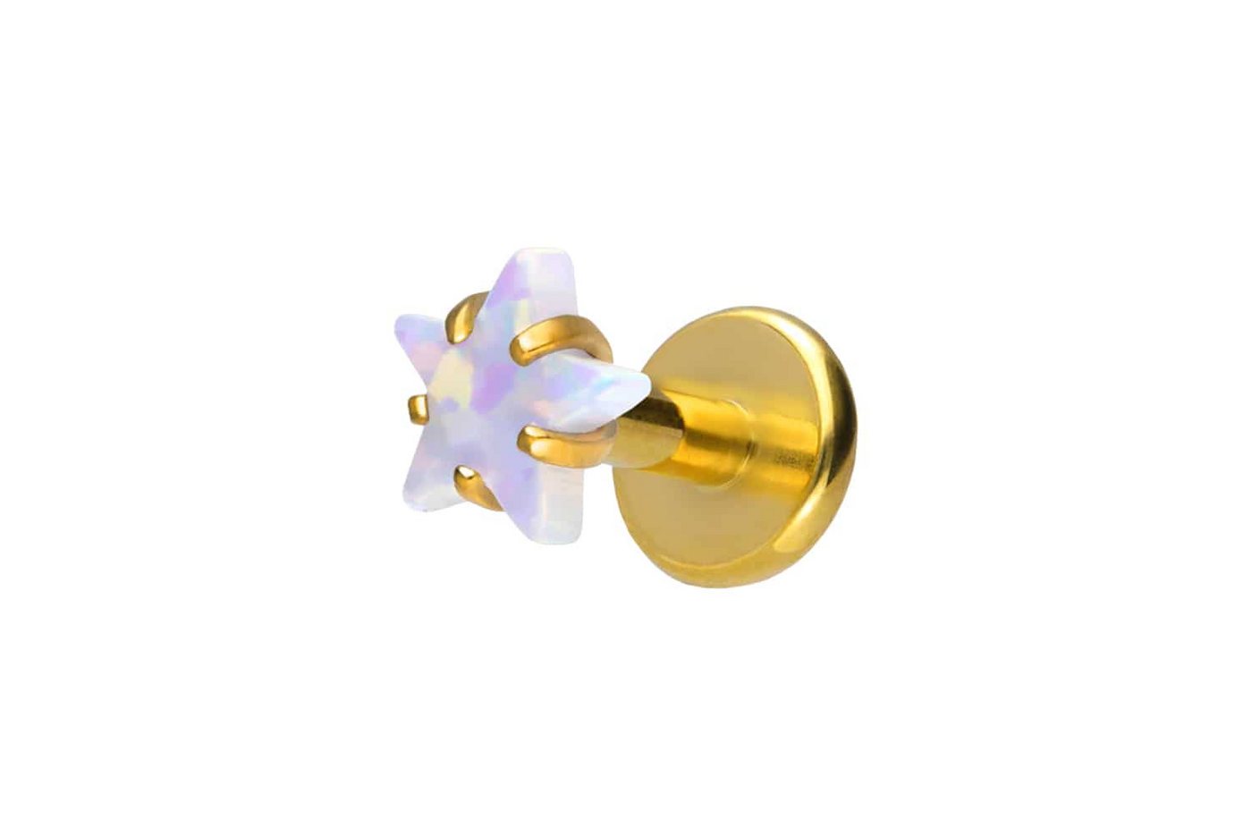 PIERCINGLINE Piercing-Set (Labrets, Titan Labret mit Innengewinde STERN + SYNTHETISCHER OPAL) von PIERCINGLINE