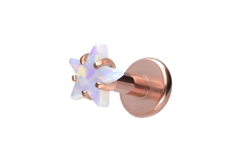 PIERCINGLINE Piercing-Set Titan Labret mit Innengewinde STERN + SYNTHETISCHER OPAL (Labrets / 1 Stk) von PIERCINGLINE