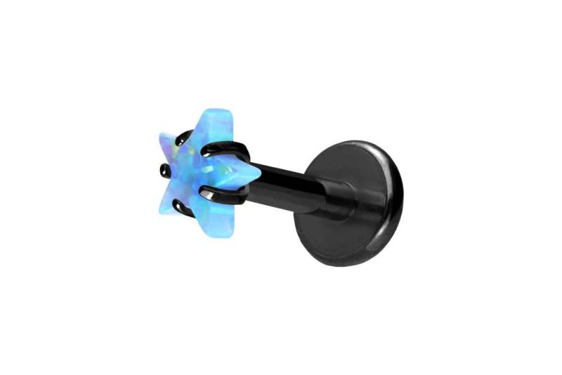 PIERCINGLINE Piercing-Set Titan Labret mit Innengewinde STERN + SYNTHETISCHER OPAL (Labrets / 1 Stk) von PIERCINGLINE