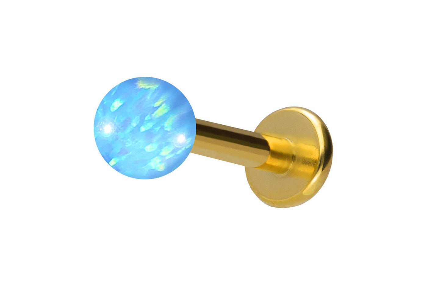 PIERCINGLINE Piercing-Set Titan Labret mit Innengewinde SYNTHETISCHER OPAL (Labrets / 1 Stk) von PIERCINGLINE