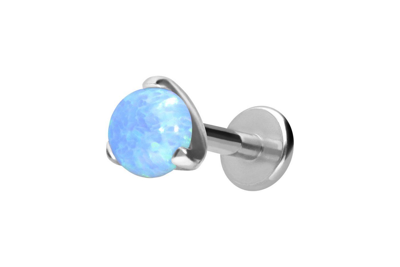 PIERCINGLINE Piercing-Set Titan Labret mit Innengewinde SYNTHETISCHER OPAL (Labrets / 1 Stk) von PIERCINGLINE