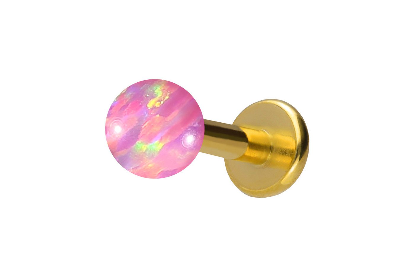 PIERCINGLINE Piercing-Set Titan Labret mit Innengewinde SYNTHETISCHER OPAL (Labrets / 1 Stk) von PIERCINGLINE