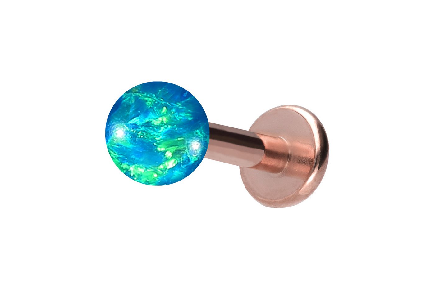 PIERCINGLINE Piercing-Set Titan Labret mit Innengewinde SYNTHETISCHER OPAL (Labrets / 1 Stk) von PIERCINGLINE