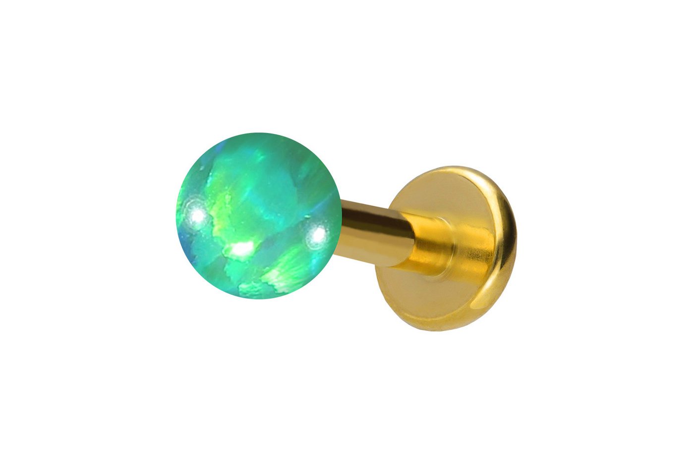 PIERCINGLINE Piercing-Set Titan Labret mit Innengewinde SYNTHETISCHER OPAL (Labrets / 1 Stk) von PIERCINGLINE