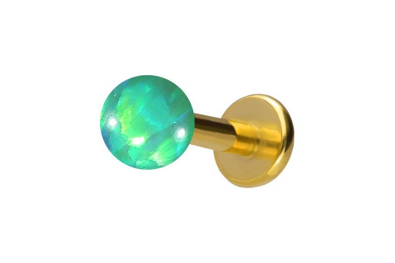 PIERCINGLINE Piercing-Set Titan Labret mit Innengewinde SYNTHETISCHER OPAL (Labrets / 1 Stk) von PIERCINGLINE
