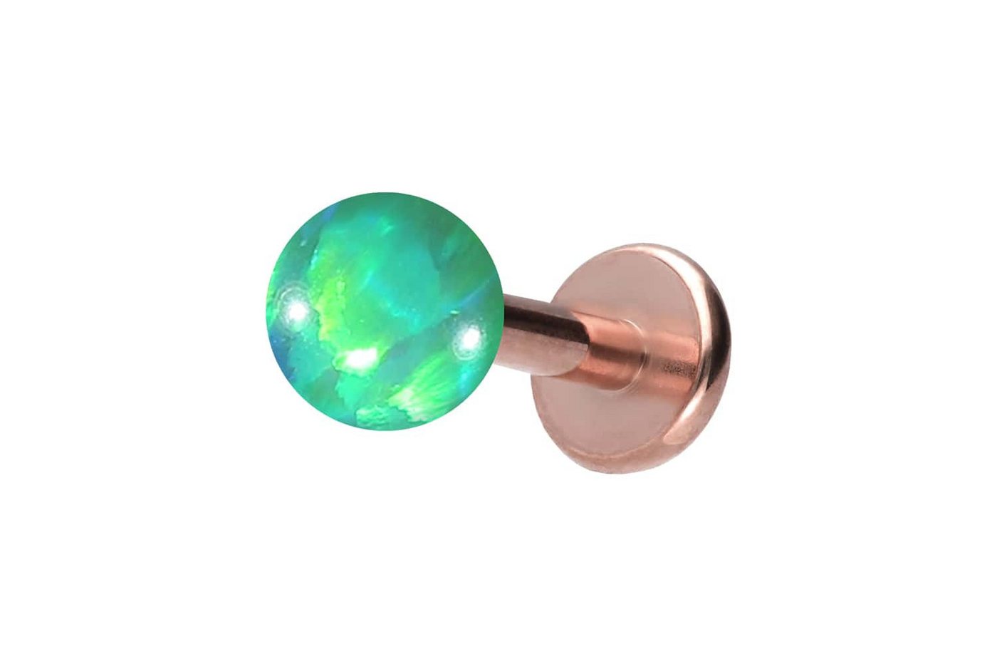 PIERCINGLINE Piercing-Set Titan Labret mit Innengewinde SYNTHETISCHER OPAL (Labrets / 1 Stk) von PIERCINGLINE