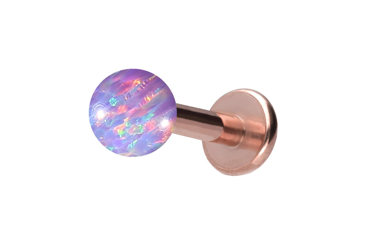 PIERCINGLINE Piercing-Set Titan Labret mit Innengewinde SYNTHETISCHER OPAL (Labrets / 1 Stk) von PIERCINGLINE