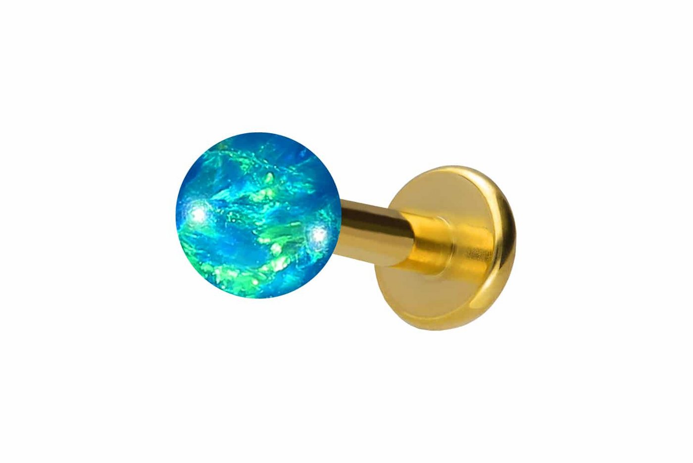PIERCINGLINE Piercing-Set Titan Labret mit Innengewinde SYNTHETISCHER OPAL (Labrets / 1 Stk) von PIERCINGLINE