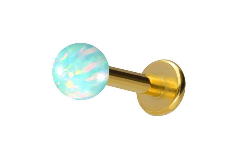 PIERCINGLINE Piercing-Set Titan Labret mit Innengewinde SYNTHETISCHER OPAL (Labrets / 1 Stk) von PIERCINGLINE
