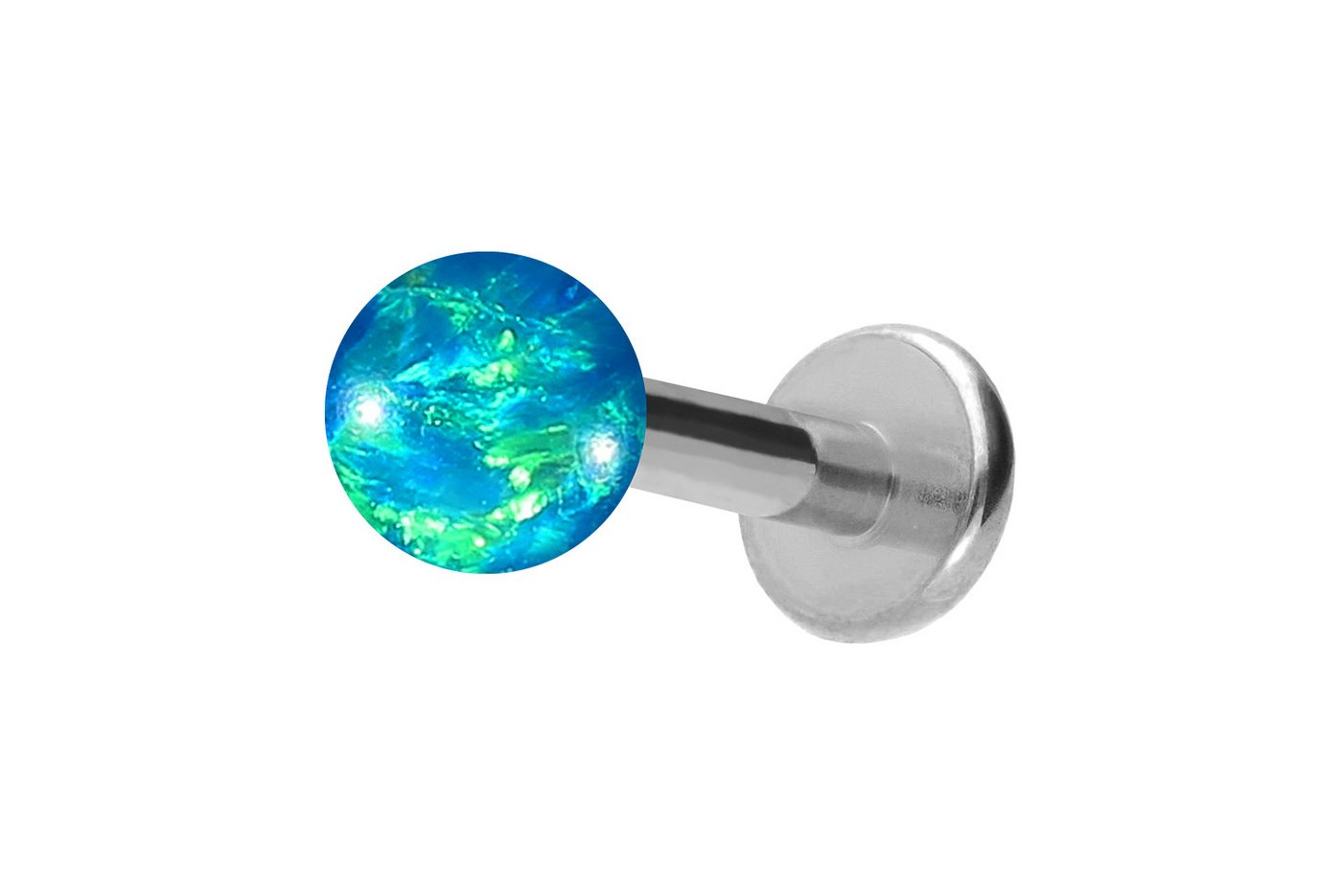 PIERCINGLINE Piercing-Set Titan Labret mit Innengewinde SYNTHETISCHER OPAL (Labrets / 1 Stk) von PIERCINGLINE