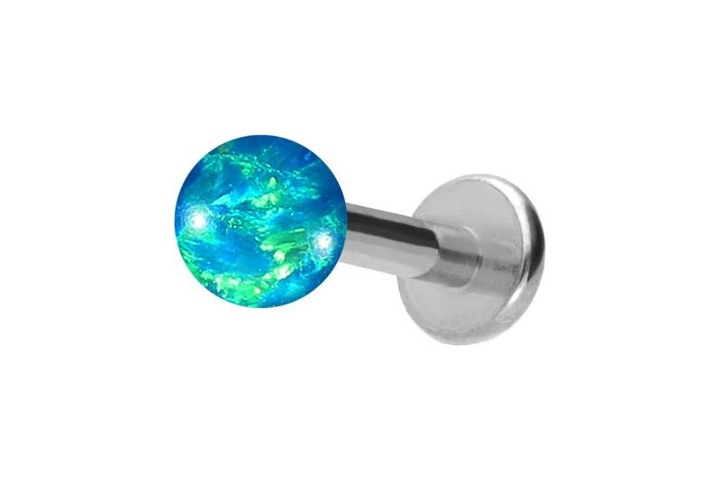 PIERCINGLINE Piercing-Set Titan Labret mit Innengewinde SYNTHETISCHER OPAL (Labrets / 1 Stk) von PIERCINGLINE