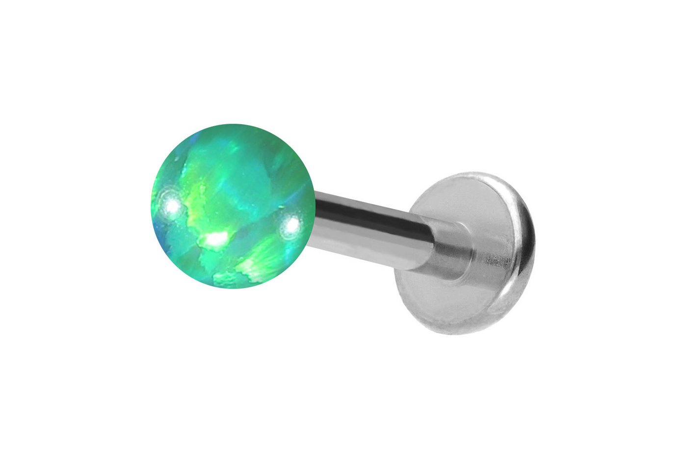 PIERCINGLINE Piercing-Set Titan Labret mit Innengewinde SYNTHETISCHER OPAL (Labrets / 1 Stk) von PIERCINGLINE