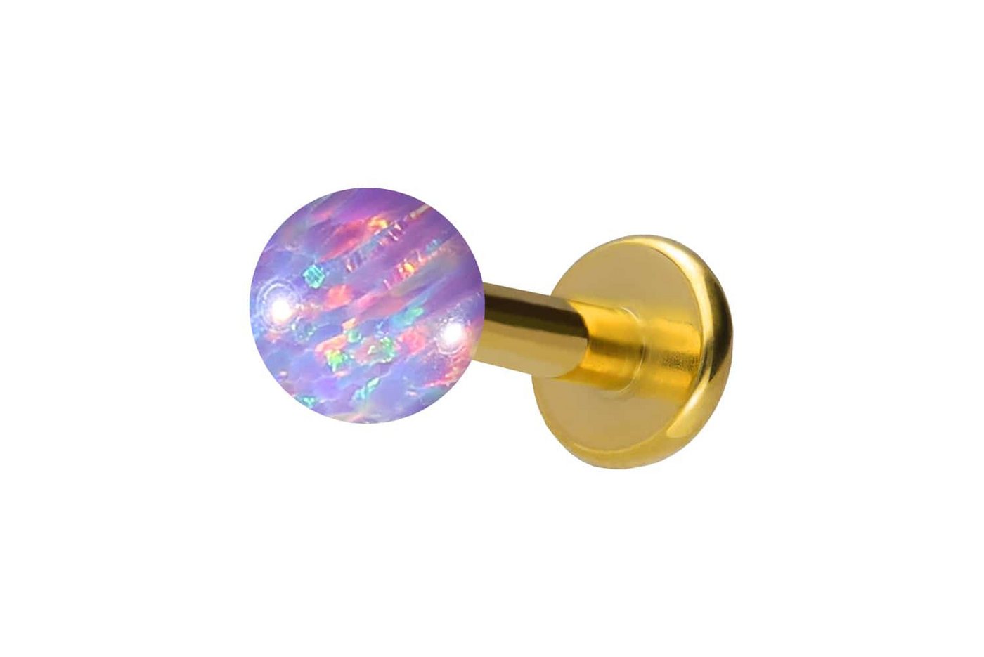 PIERCINGLINE Piercing-Set Titan Labret mit Innengewinde SYNTHETISCHER OPAL (Labrets / 1 Stk) von PIERCINGLINE