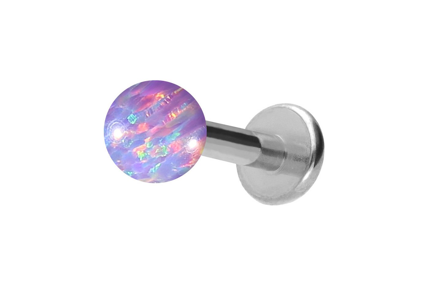 PIERCINGLINE Piercing-Set Titan Labret mit Innengewinde SYNTHETISCHER OPAL (Labrets / 1 Stk) von PIERCINGLINE