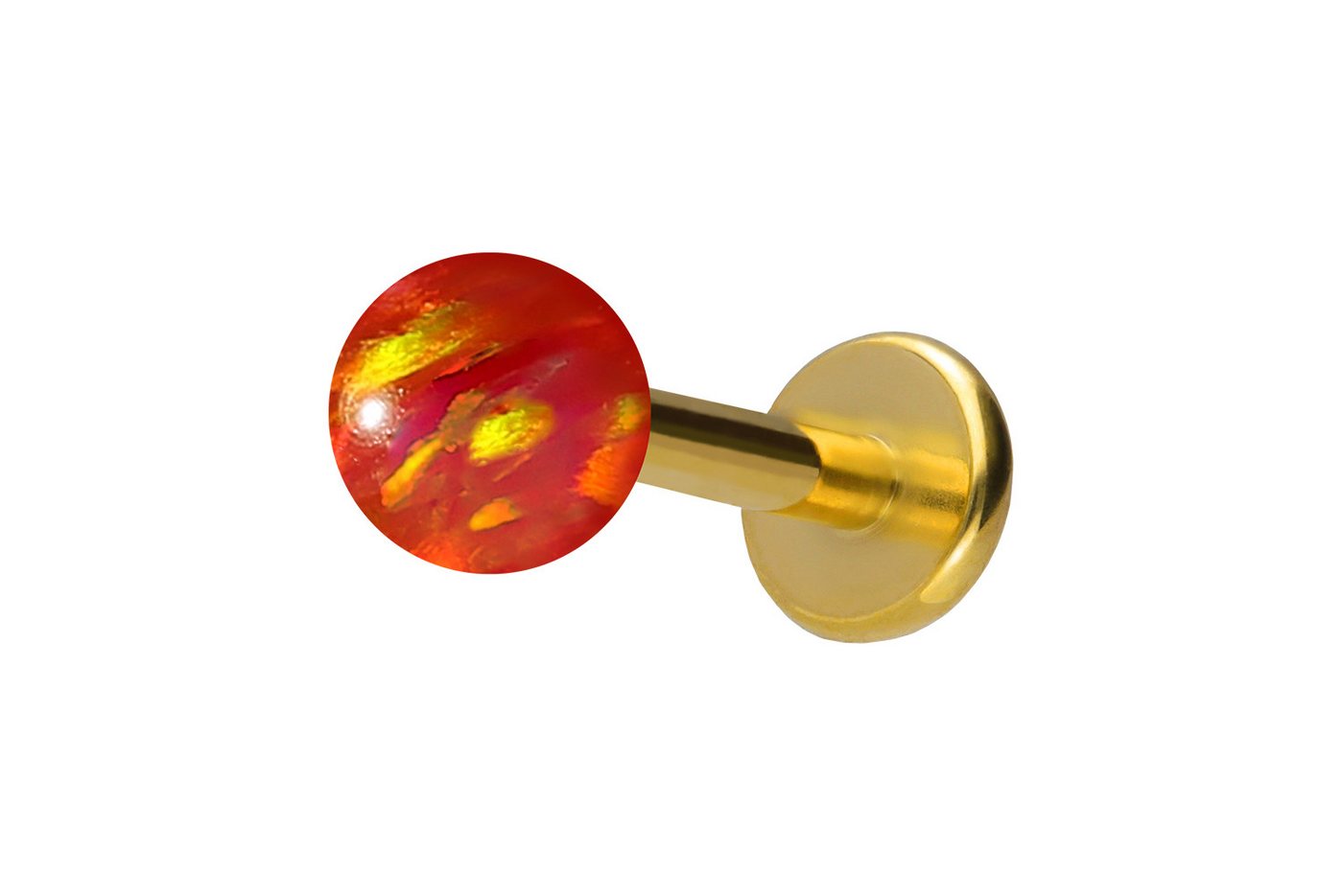 PIERCINGLINE Piercing-Set Titan Labret mit Innengewinde SYNTHETISCHER OPAL (Labrets / 1 Stk) von PIERCINGLINE