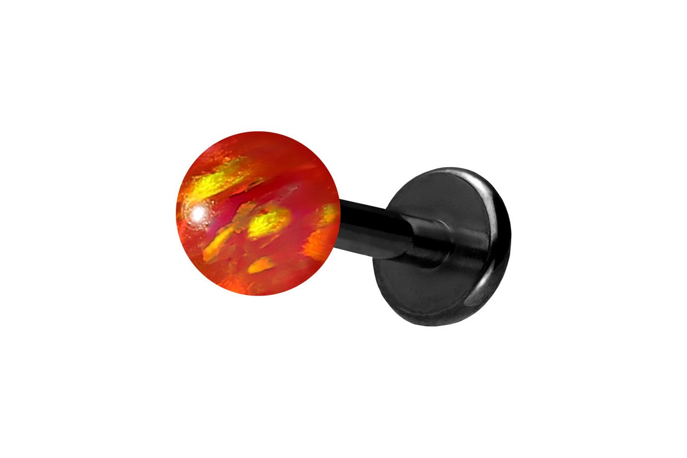 PIERCINGLINE Piercing-Set Titan Labret mit Innengewinde SYNTHETISCHER OPAL (Labrets / 1 Stk) von PIERCINGLINE
