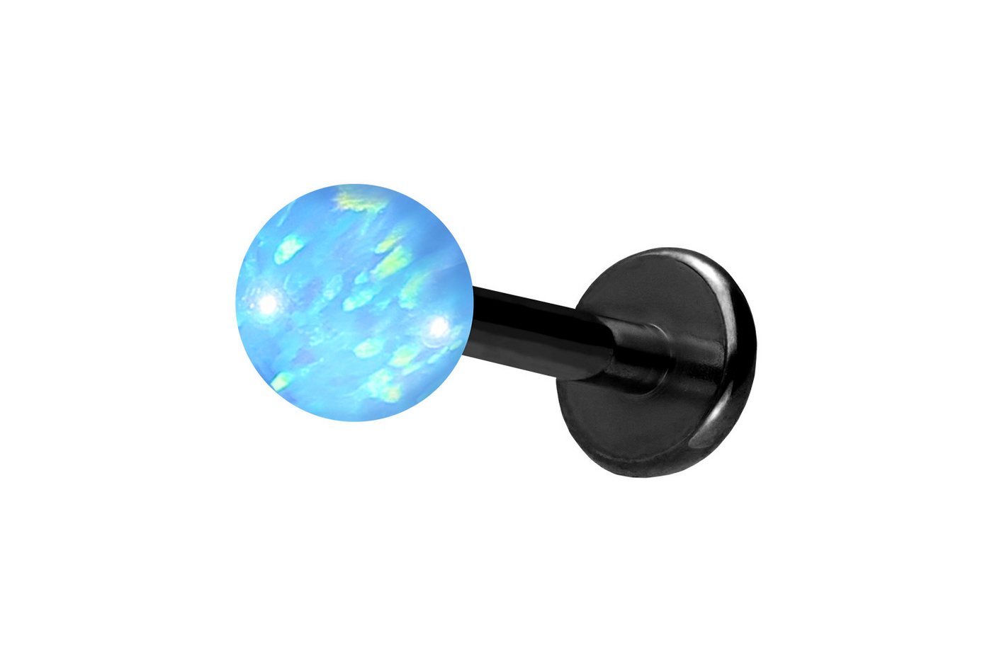 PIERCINGLINE Piercing-Set Titan Labret mit Innengewinde SYNTHETISCHER OPAL (Labrets / 1 Stk) von PIERCINGLINE