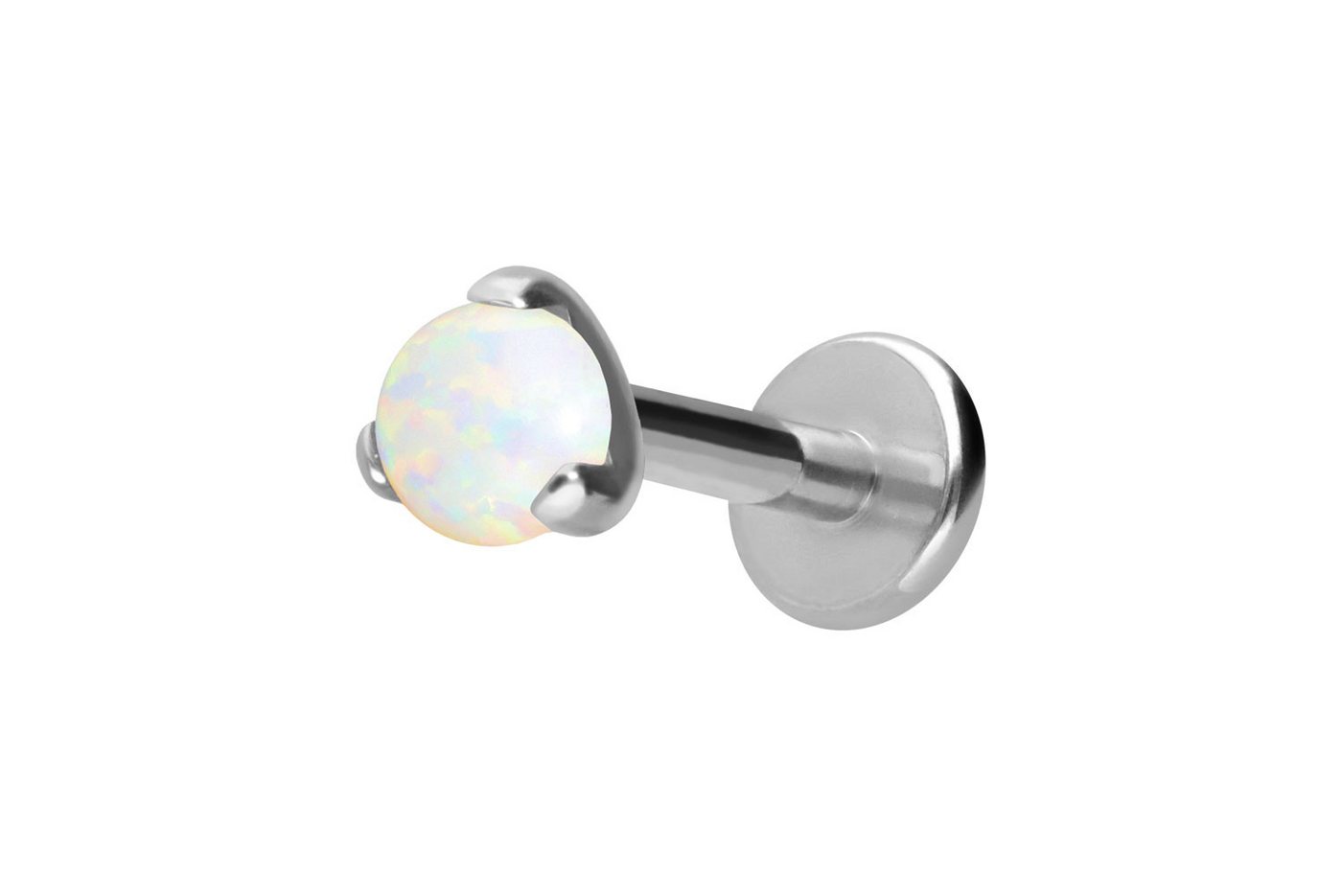 PIERCINGLINE Piercing-Set Titan Labret mit Innengewinde SYNTHETISCHER OPAL (Labrets / 1 Stk) von PIERCINGLINE