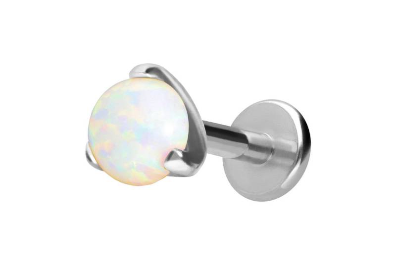 PIERCINGLINE Piercing-Set Titan Labret mit Innengewinde SYNTHETISCHER OPAL (Labrets / 1 Stk) von PIERCINGLINE