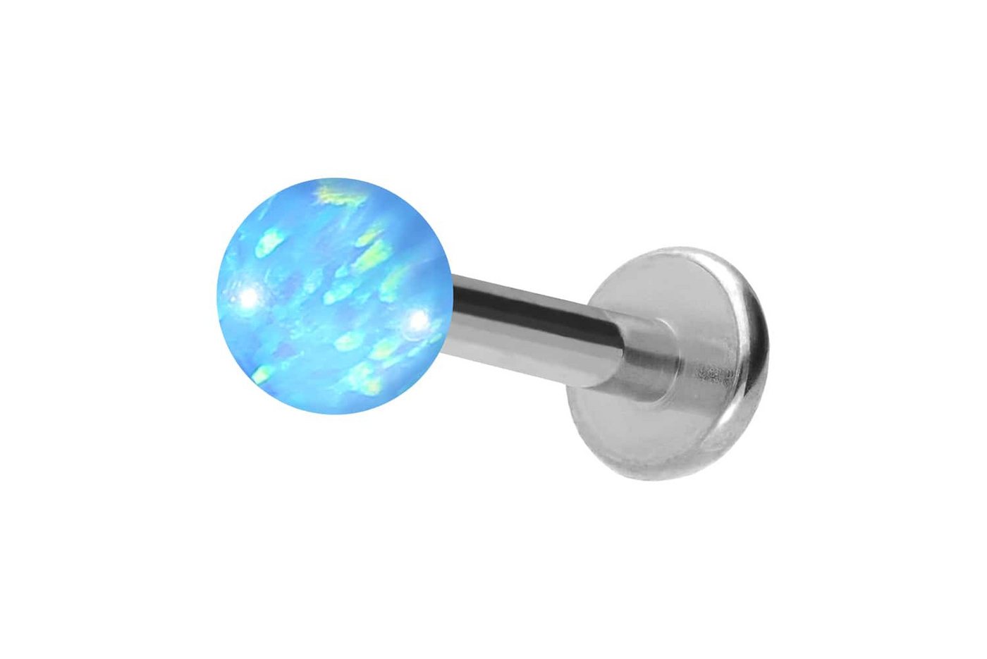 PIERCINGLINE Piercing-Set Titan Labret mit Innengewinde SYNTHETISCHER OPAL (Labrets / 1 Stk) von PIERCINGLINE