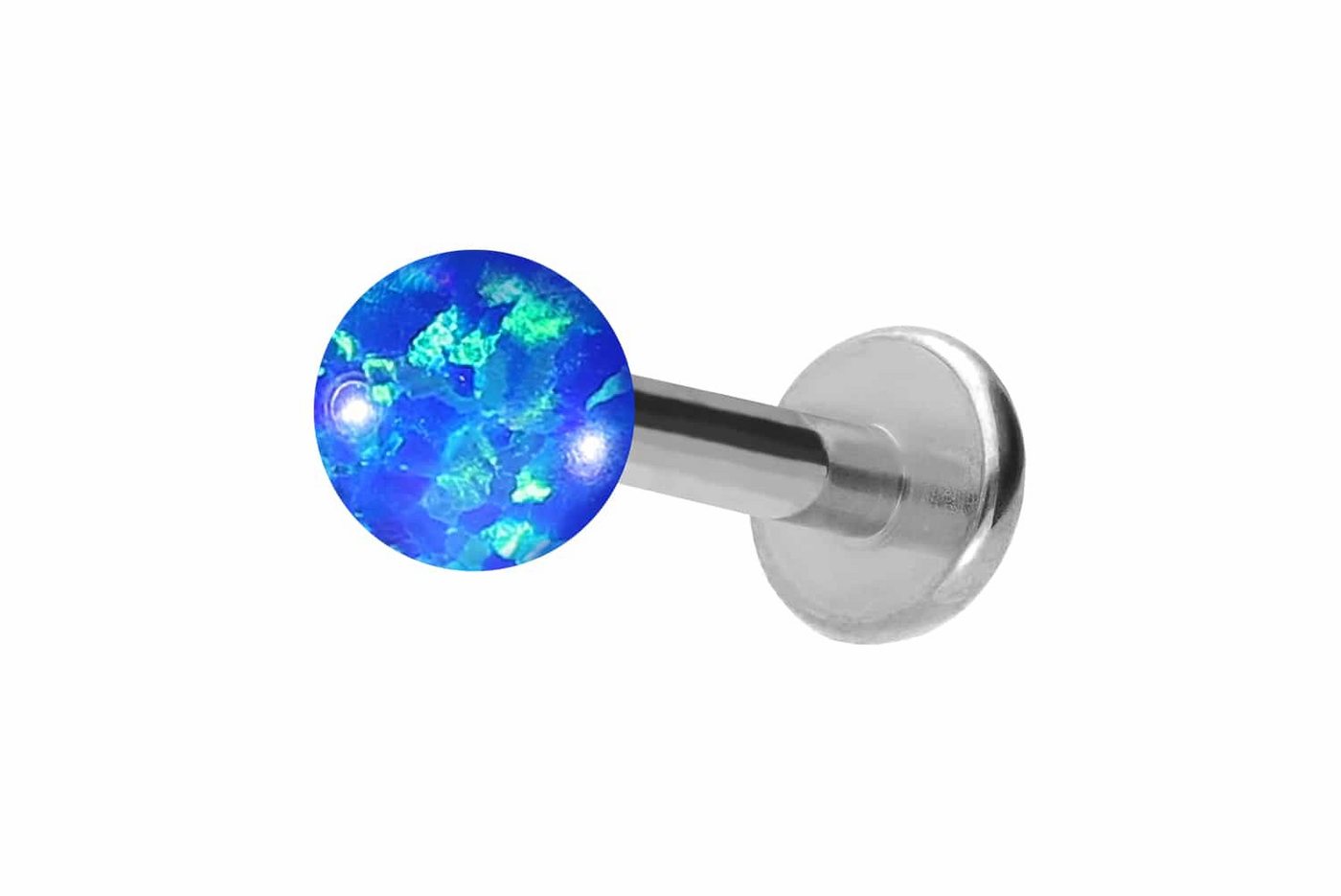 PIERCINGLINE Piercing-Set Titan Labret mit Innengewinde SYNTHETISCHER OPAL (Labrets / 1 Stk) von PIERCINGLINE