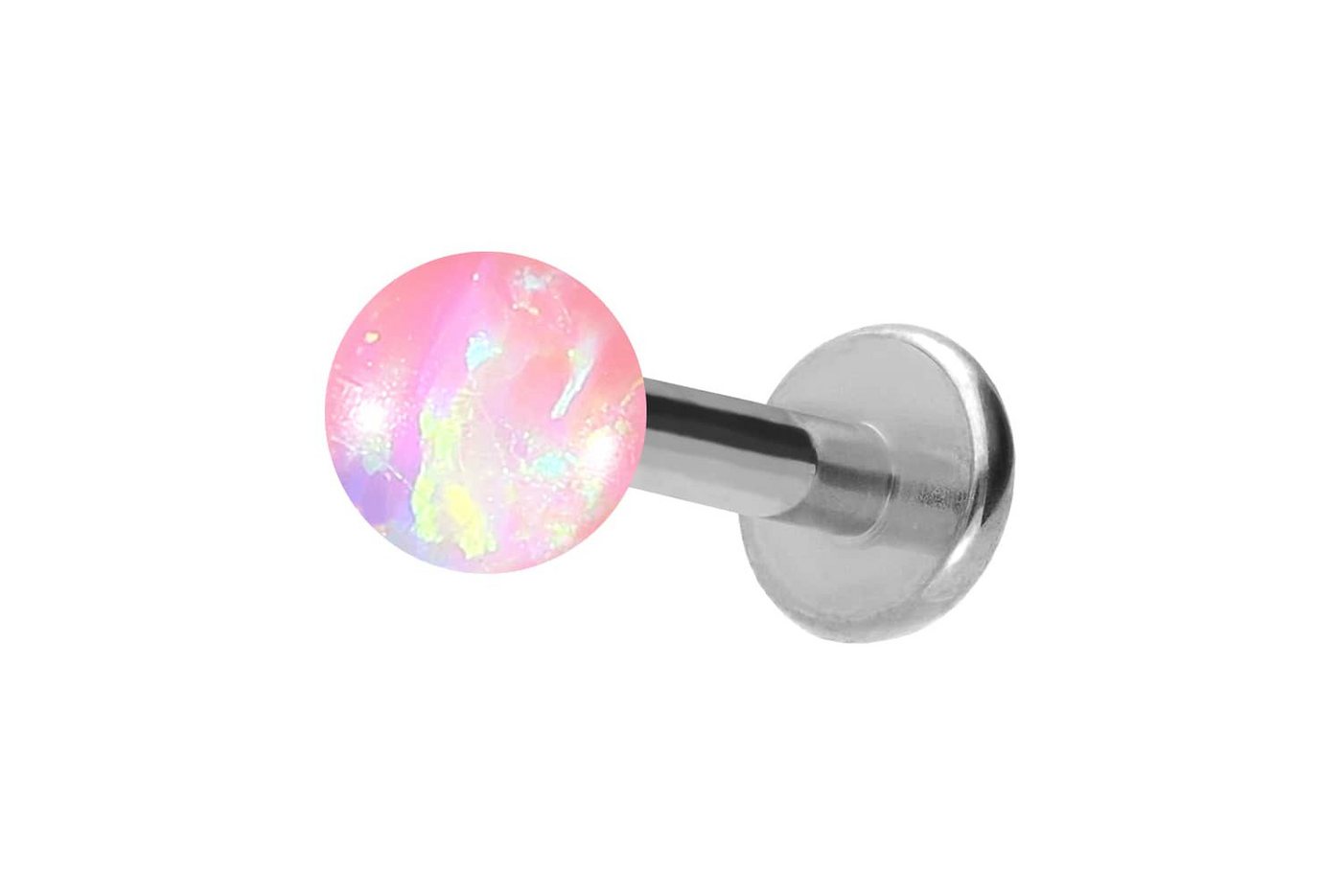 PIERCINGLINE Piercing-Set Titan Labret mit Innengewinde SYNTHETISCHER OPAL (Labrets / 1 Stk) von PIERCINGLINE