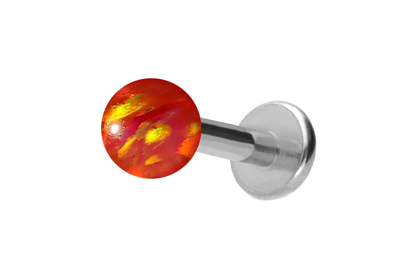 PIERCINGLINE Piercing-Set Titan Labret mit Innengewinde SYNTHETISCHER OPAL (Labrets / 1 Stk) von PIERCINGLINE