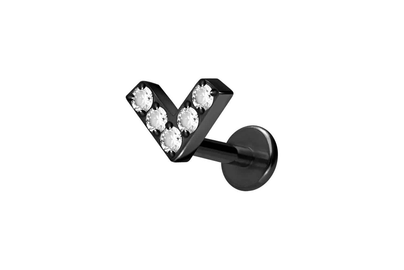 PIERCINGLINE Piercing-Set Titan Labret mit Innengewinde V + EINGEFASSTE KRISTALLE (Labrets / 1 Stk) von PIERCINGLINE