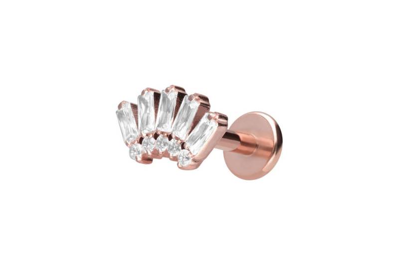 PIERCINGLINE Piercing-Set Titan Labret mit Push Fit 10 EINGEFASSTE KRISTALLE (Labrets / 1 Stk) von PIERCINGLINE