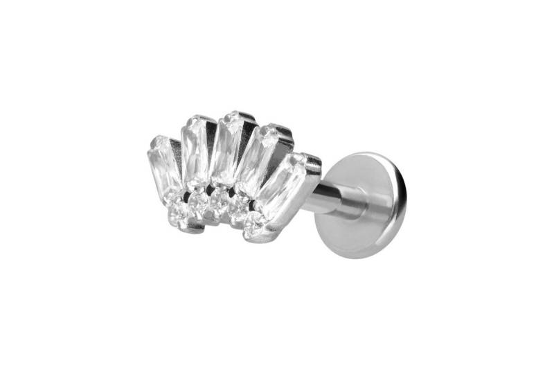 PIERCINGLINE Piercing-Set Titan Labret mit Push Fit 10 EINGEFASSTE KRISTALLE (Labrets / 1 Stk) von PIERCINGLINE