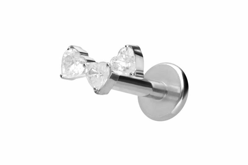 PIERCINGLINE Piercing-Set Titan Labret mit Push Fit 3 KRISTALLHERZEN (Labrets / 1 Stk) von PIERCINGLINE