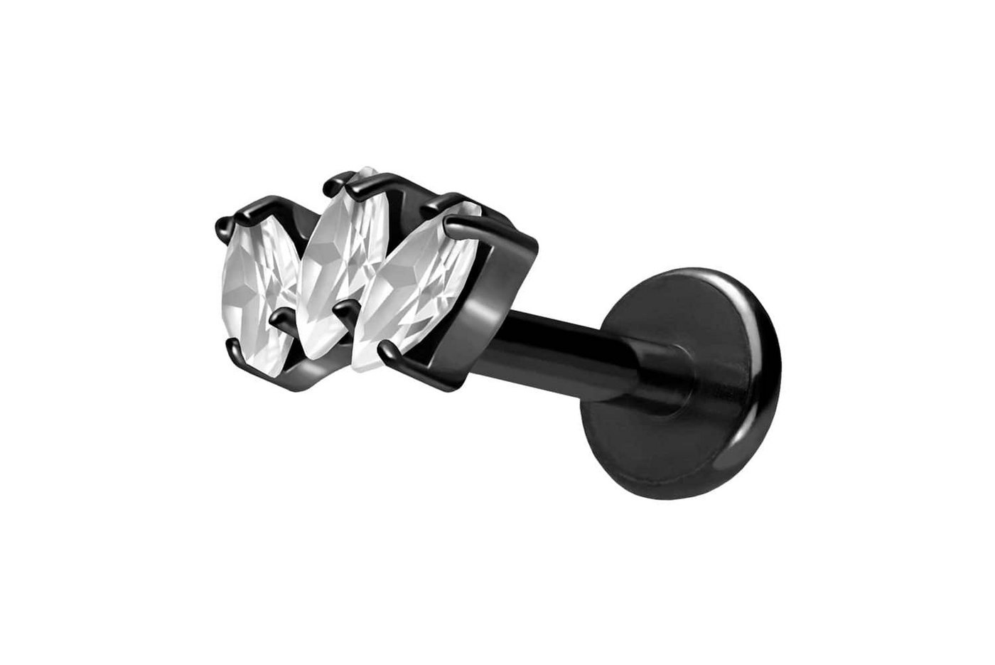 PIERCINGLINE Piercing-Set Titan Labret mit Push Fit 3 KRISTALLTROPFEN (Labrets / 1 Stk) von PIERCINGLINE