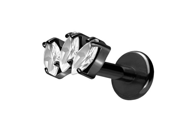 PIERCINGLINE Piercing-Set Titan Labret mit Push Fit 3 KRISTALLTROPFEN (Labrets / 1 Stk) von PIERCINGLINE