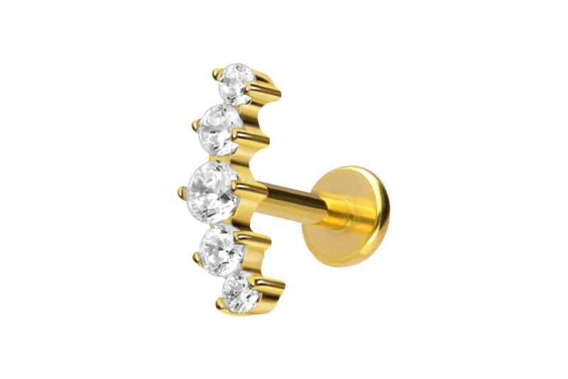 PIERCINGLINE Piercing-Set Titan Labret mit Push Fit 5 EINGEFASSTE KRISTALLE (Labrets, 1-tlg) von PIERCINGLINE