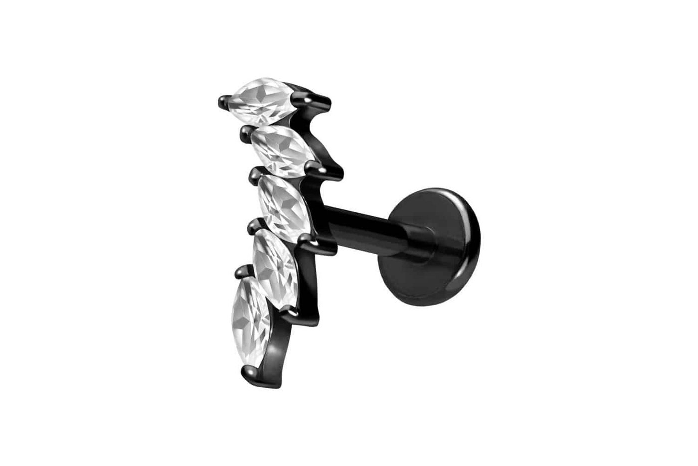 PIERCINGLINE Piercing-Set Titan Labret mit Push Fit 5 EINGEFASSTE KRISTALLTROPFEN (Labrets / 1 Stk) von PIERCINGLINE