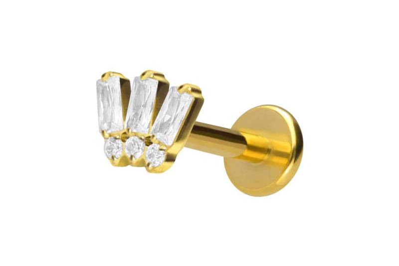 PIERCINGLINE Piercing-Set Titan Labret mit Push Fit 6 EINGEFASSTE KRISTALLE (Labrets, 1-tlg) von PIERCINGLINE