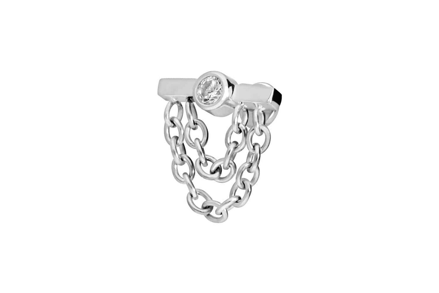 PIERCINGLINE Piercing-Set Titan Labret mit Push Fit BALKEN + KRISTALL + 2 KETTEN (Labrets, 1-tlg) von PIERCINGLINE