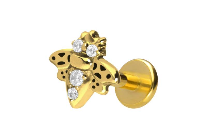 PIERCINGLINE Piercing-Set Titan Labret mit Push Fit BIENE + KRISTALLE (Labrets / 1 Stk) von PIERCINGLINE